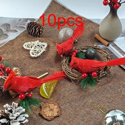10 Stück Künstliche Weihnachten Rot Kardinal Vögel Kunst für Festival Hof