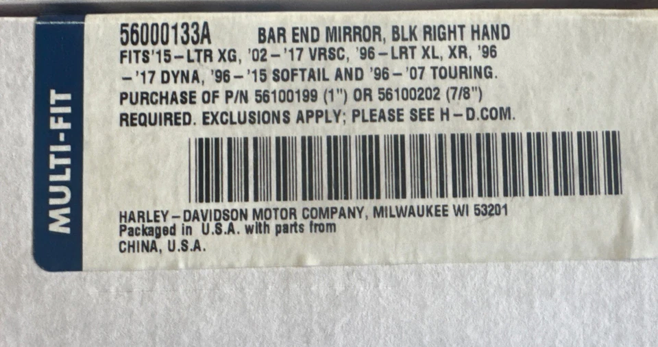 Harley-Davidson OEM круглый стержень конец зеркало, атласной черный 56000134A левой рукой - Изображение 2 из 4