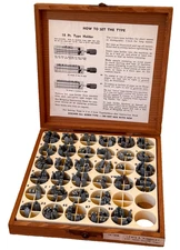 Kingsley Gold Stamping Hot Foil Machine Type Letter Set Lot Wood Box Vtg Typeset