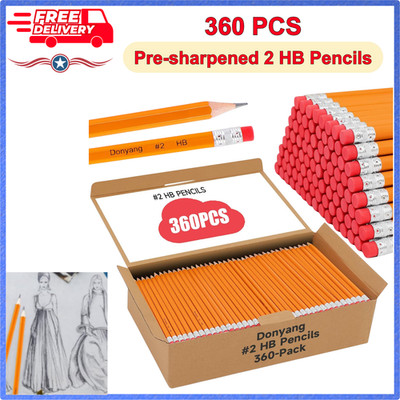 360 Pack #2 Pencils Bulk Pre-Sharpened Pencils with Erasers Number 2 HB Pencils