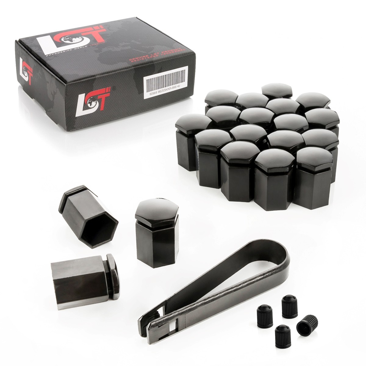 20X Wheel Nut Caps Long Black 17 Mm For DAIMLER