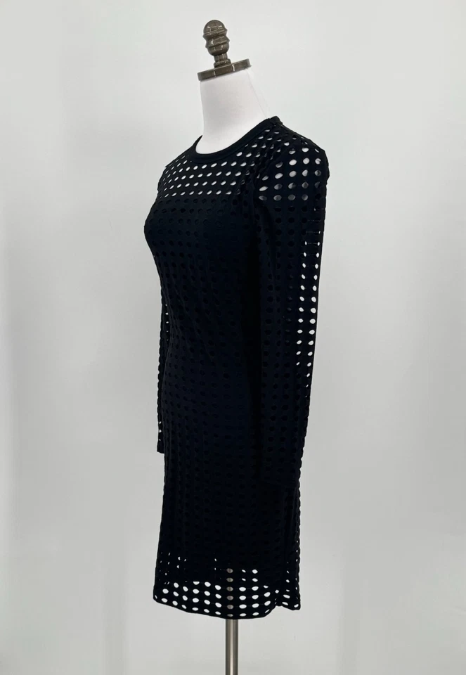 Vestido midi ceñido al cuerpo manga larga recortado negro T Alexander Wang para mujer talla XS Foto 4 de 4
