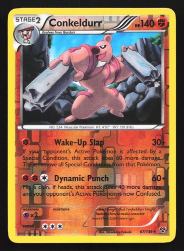 Conkeldurr 67/146 XY Base Set Reverse Holo Rare Pokemon Card