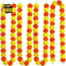 3 Pcs Marigold Garland for Decoration, 5 Feet Artificial Marigold Flowers Garlan