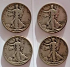 Nice Lot of 4 Walking Liberty Silver Half Dollars, 1 1934-S, 2 1935-S, 1 1942-D