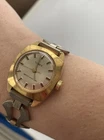 Timex VTG Gold W Watch Modern Linked Band Clasp Art Deco Water Resistant