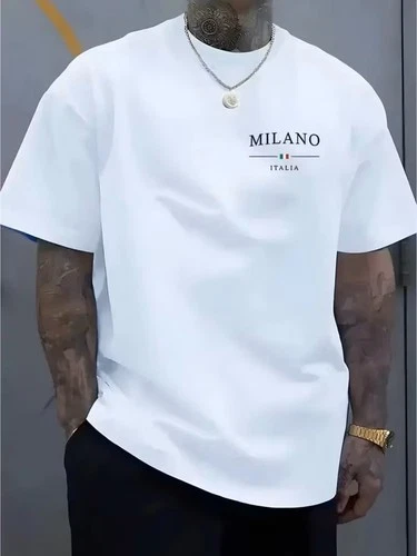 Mens Milano Italia T Shirt Casual Graphic Print Cotton Short Sleeve Tee Top New