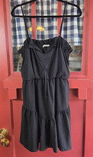 Caramela Women's Classic Black Sleeveless Strap Mini Sundress V-Neck Size M