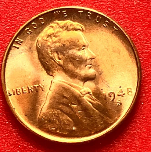 1948-S Lincoln Wheat Cent Penny GEM RD BU From an Original Bank Roll