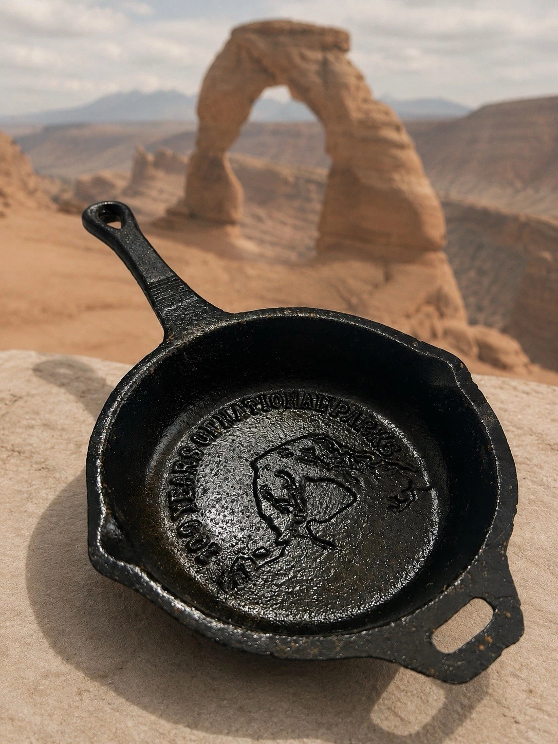 CAMP CHEF Cast Iron Skillet Pan Collectible 4” Delicate Arch National Park 100yr