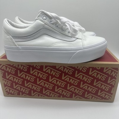 VANS MEN'S 6 Women s 7.5 OLD SKOOL Plat TRUE WHITE