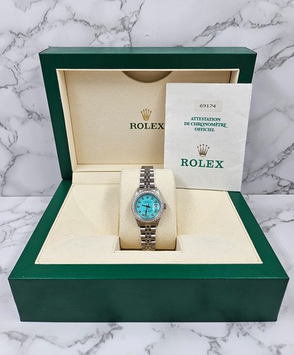 Ladies Rolex Datejust Steel & White Gold - Tiffany BLUE Diamond Dial & Bezel B+P - Picture 8 of 12