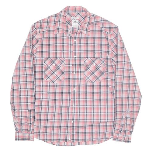 LACOSTE Shirt Pink Check Long Sleeve Mens L