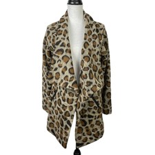 Luii Women's Medium Leopard Print Wool Blend Cardigan Jacket