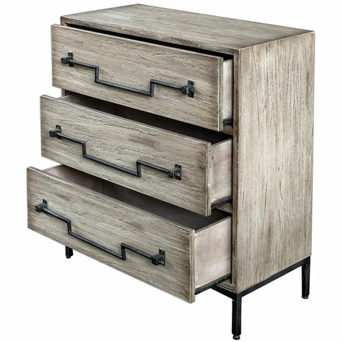 Uttermost Jory 3 Drawer Accent Chest in Aged Ivory and Black - Picture 1 of 7