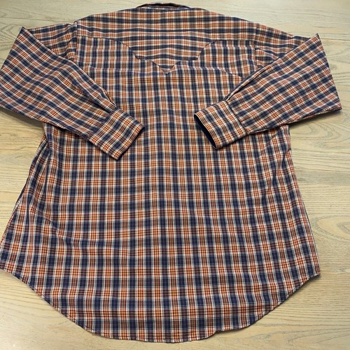 VTG Rockmount Ranch Wear Shirt Pearl Snap Mens 17 M Blue Red Plaid Western USA - Picture 11 of 20
