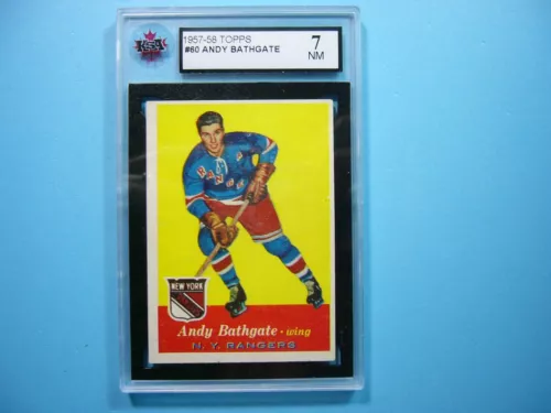 1957/58 TOPPS NHL HOCKEY CARD #60 ANDY BATHGATE KSA 7 NM SHARP!! 57/58 TOPPS GL