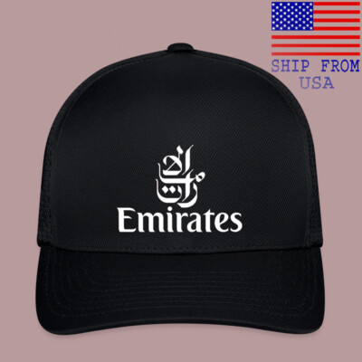 Emirates Airlines Airways Black Baseball Cap Hat Adult Size S/M & L/XL