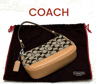 Coach Signature Demi mini Pouch Hand Bag Canvas Leather Coach Signature Demi mini Pouch Hand Bag Canvas Leather