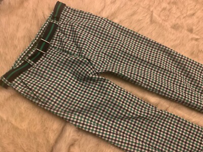 NEW Men's IZOD Green Checkered Plaid Fitted Golf Pants (34) - Main Image