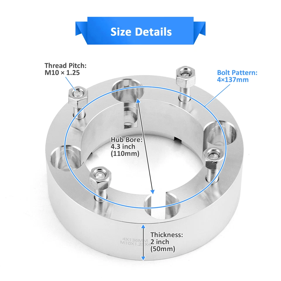4Pcs 2.0" Wheel Adapter Spacer 4x137mm for Can-Am Maverick Defender Traxter - Image 4 of 4
