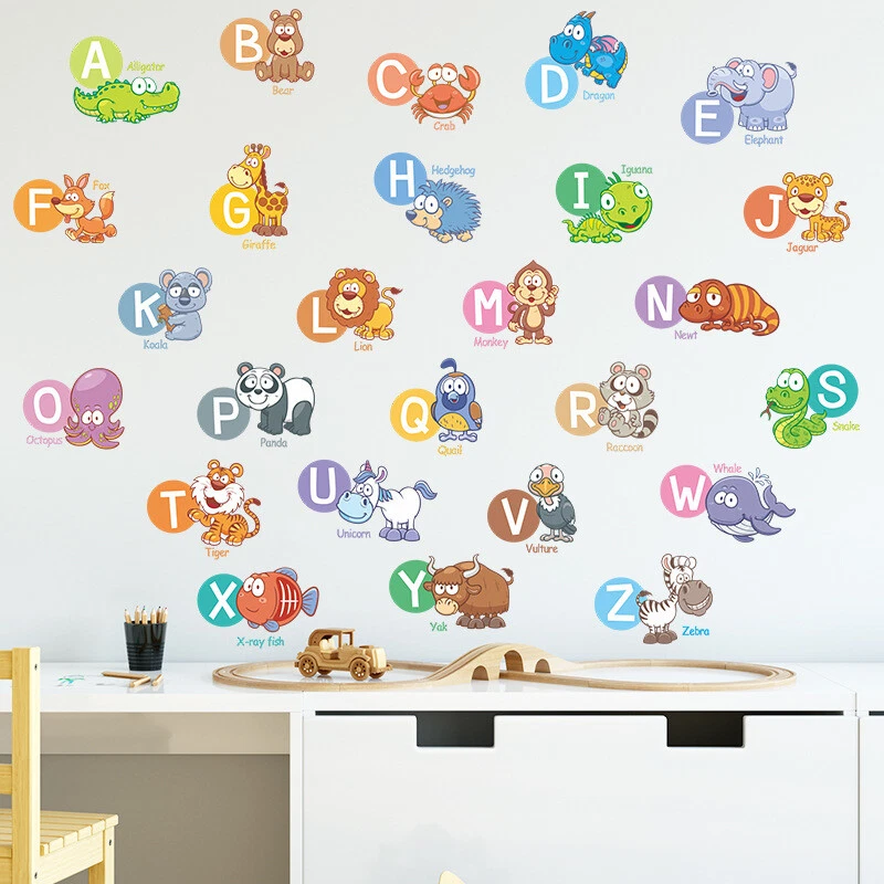 Animal Alphabet ABC Wall Decals Educational Sticker Nursery Baby Kids Room  Decor