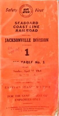 Seaboard Coast Line SCL Railroad Employee Time Table 1 Tampa FL DIV 27.04.1969