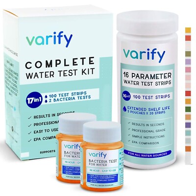 17 in 1 Home Drinking Water Test Kit 100 Strips 2 Bacteria Testers