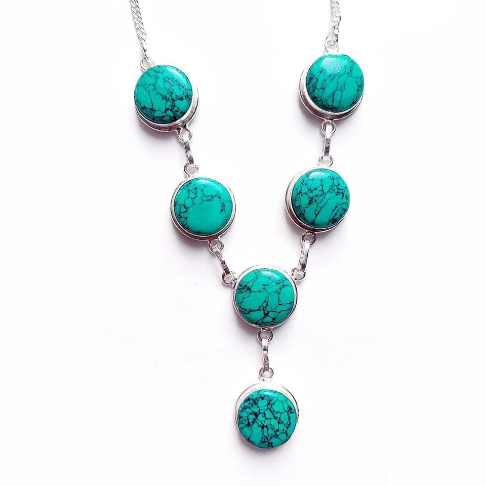 Collar Joyería Santa Rosa Turquesa Piedras Preciosas Plata de Ley 925 Hecho a Mano 18" Foto 3 de 4