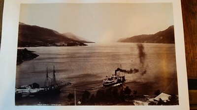 1890 2X GROSSE ANTIKE FOTOGRAFIEN LOCH NESS RADDAMPFER - JAMES VALENTINE