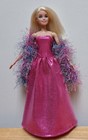 Barbie 11 1/2" Doll Clothing  Pink Metallic Evening Gown and multicolored Boa — photo 1