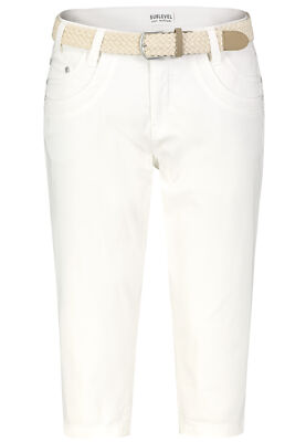 SUBLEVEL Damen Caprihose mit Flechtgürtel Chino Shorts