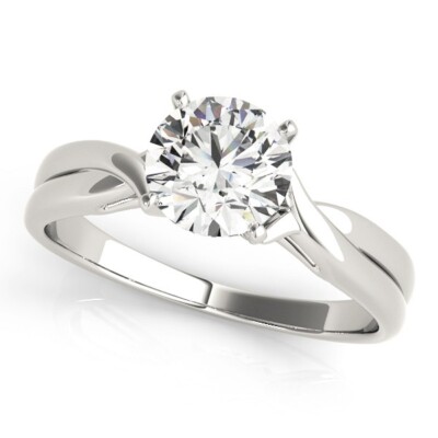 1.00 Ct Round Cut Lab Created Diamond Engagement Wedding Ring 14K White Gold N