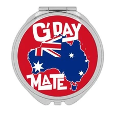 Gift Compact Mirror : AUSTRALIA Map Australian Aussie Flag Expat Good Day Mate