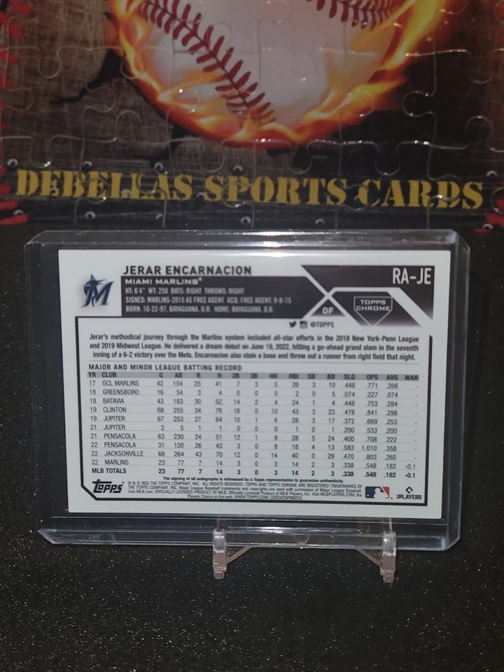 Jerar Encarnacion 2023 Topps Chrome Rookie Autograph RA-JE RC Auto - Image 2 of 2