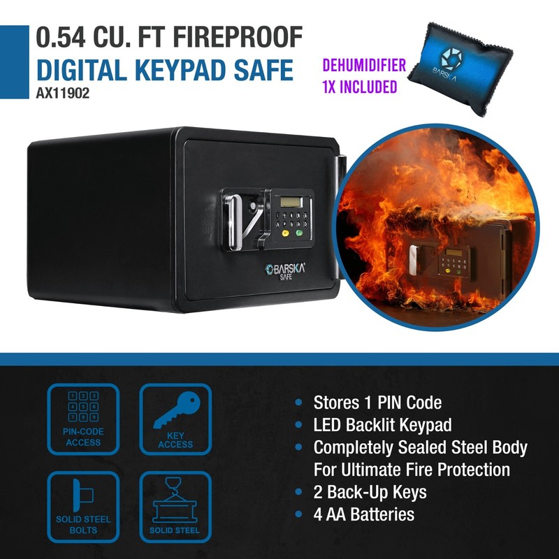 Barska Fire Proof Digital Keypad Lock Safe Home Office Security + Dehumidifier
