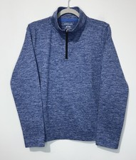 Crewcuts Active Boys Pullover M 8-9 Heather Blue Long Sleeve 1/4 Zip High Neck