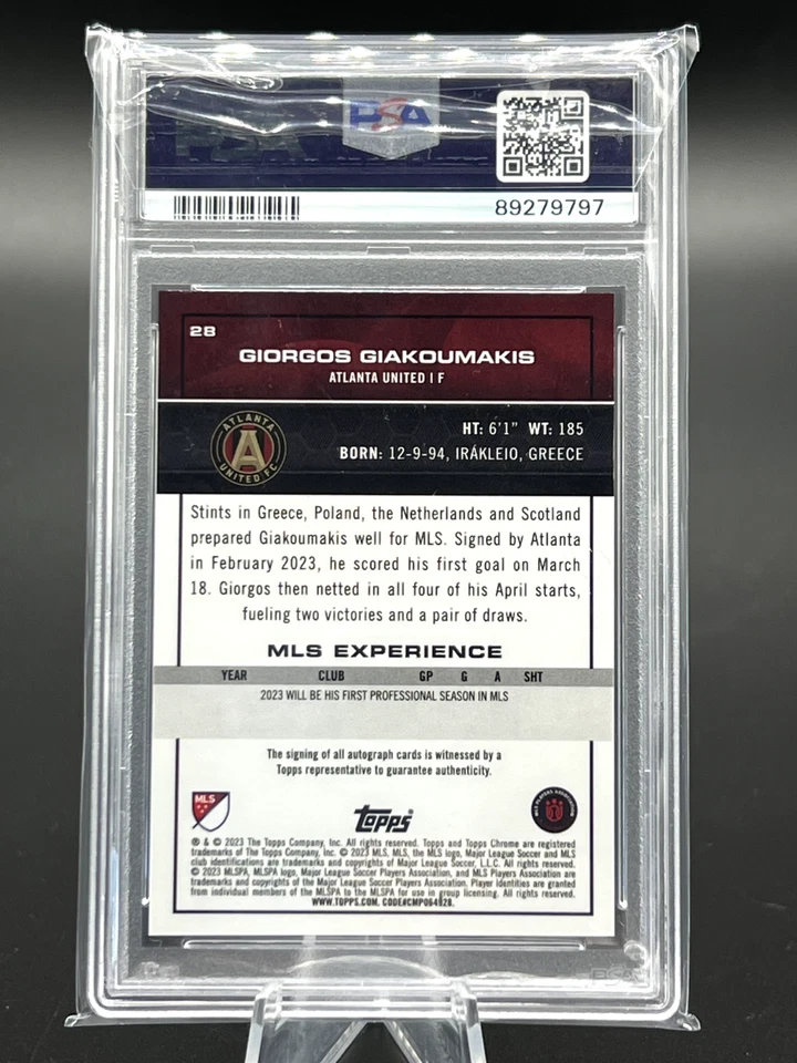 2023 Topps MLS Chrome Gold Auto #28 Giorgos Giakoumakis Atlanta  /50 PSA 9 - Image 2 of 2
