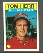 Tom Herr 1986 Topps All-Star authentic autographed card Cardinals