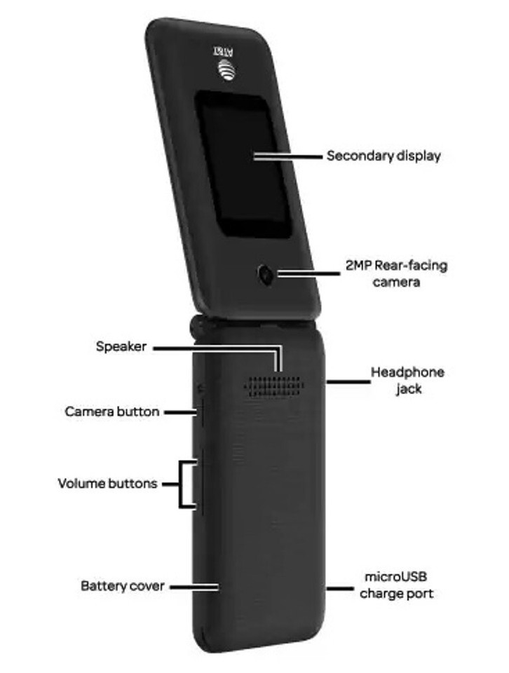 Alcatel Cingular Flip 4 IV U102AA (Unlocked) AT&T 4G LTE Phone Black
