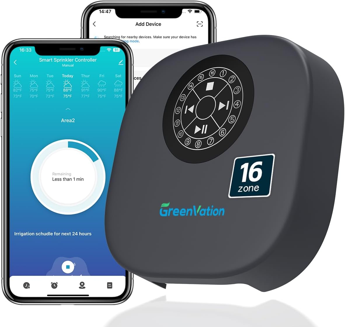 16-Zone Smart Sprinkler Controller with WiFi APP Remote Control for Automated Irrigation