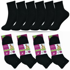 3 Pairs Women Cotton Ankle/Quarter Crew Athletic Black Low Cut Socks Size 9-11