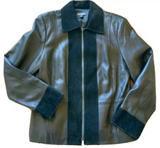 Classiques Entier Size 16 Women's Leather Jacket Zip Up Black And Dark Grey