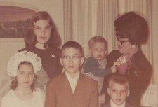 1969 Girl Communion Veil Family Portrait Woman Boys Baby Mother Holding