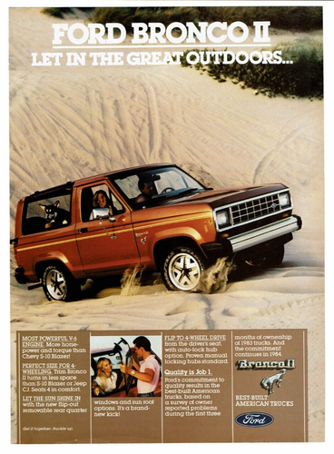 1984 Print Ad Ford Bronco II Let In The Great Outdoors Driving Sand Dog Couple - Picture 2 of 2