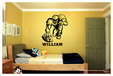 Personalized Football Player with Name Vinyl Wall Sticker Decal 22"x27" Colors