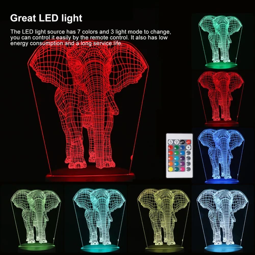 3D Illusion LED Night Light 7 Colours Bedroom Desk Kids Room Besides Decor Lamps - Picture 13 of 26