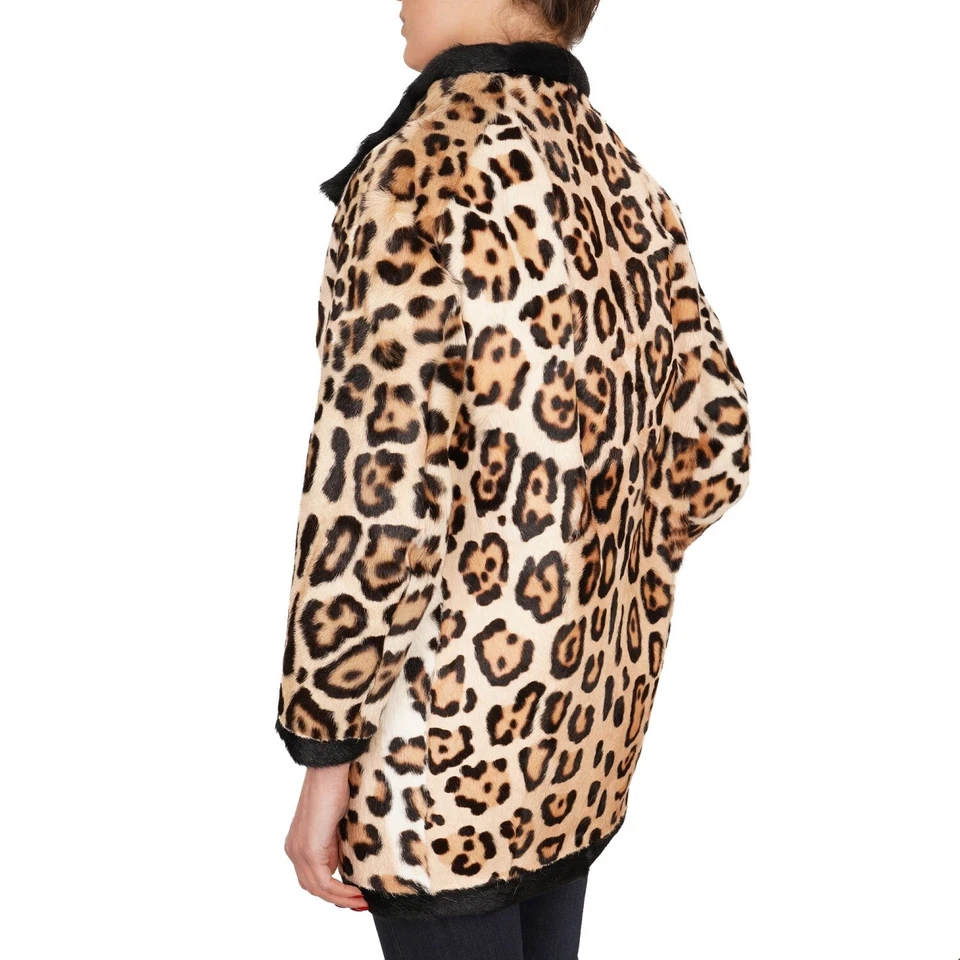 DSQUARED RUNWAY Leopard Goat Fur Parka Jacket Coat Beige Black 40 US 4 S 12344 - Image 3 of 4
