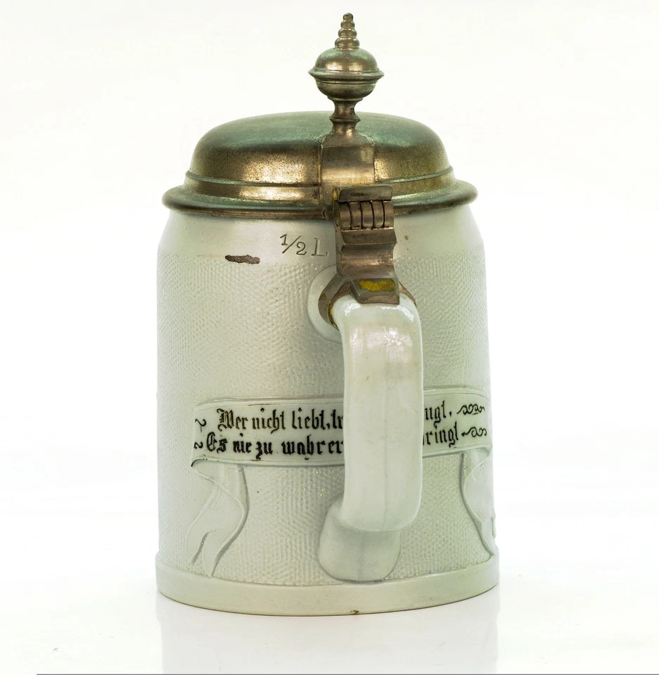 Taza Mettlach antigua grabada alemana con tapa Beer Stein - Mountain Dweller #1533 Foto 4 de 4