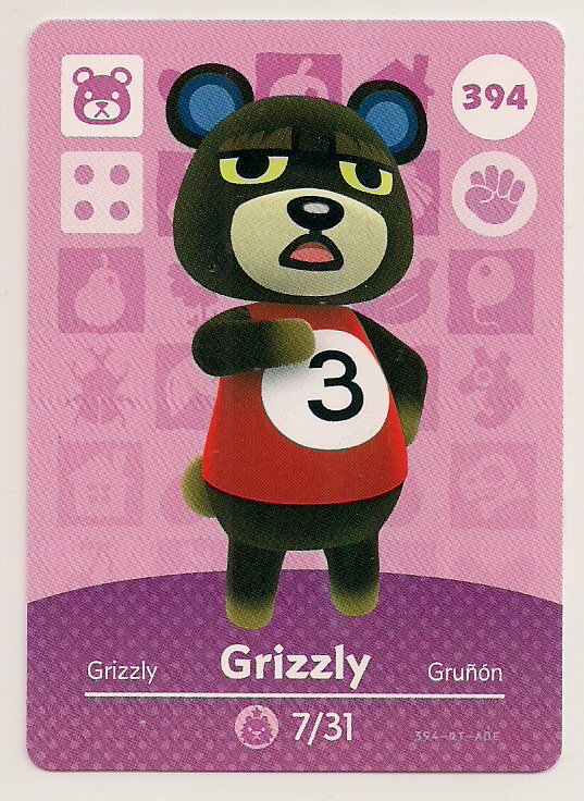 Animal Crossing amiibo Card: Grizzly 394 Series 4 Bear New